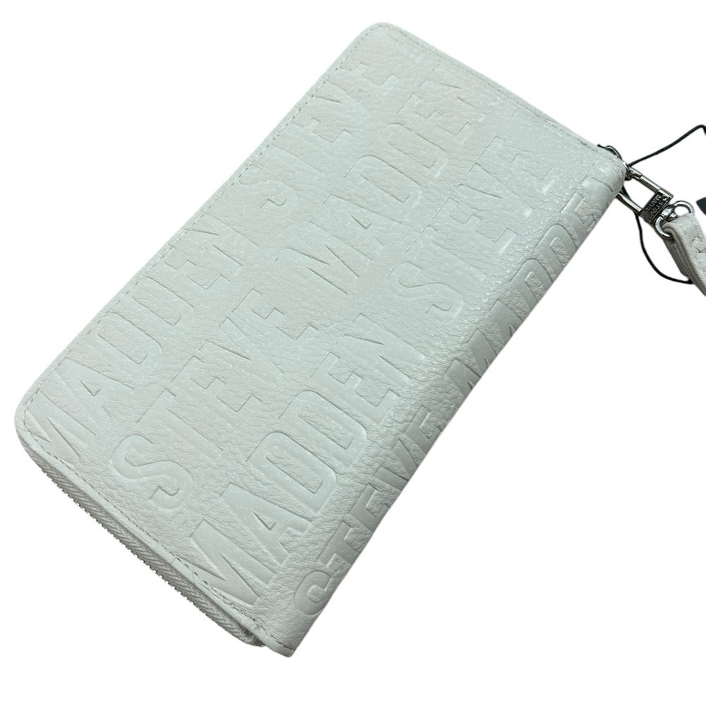 Steve Madden Cream Stamped Logo Zip Around Organizer Wristlet Wallet NWT - Picture 3 of 11